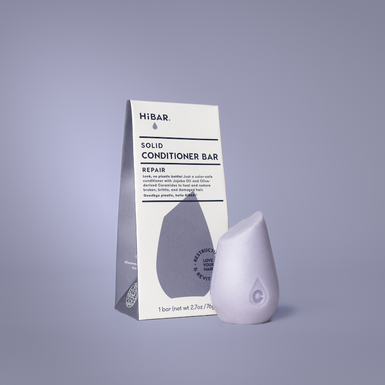 Picture of HiBAR Conditioner on a purple background.