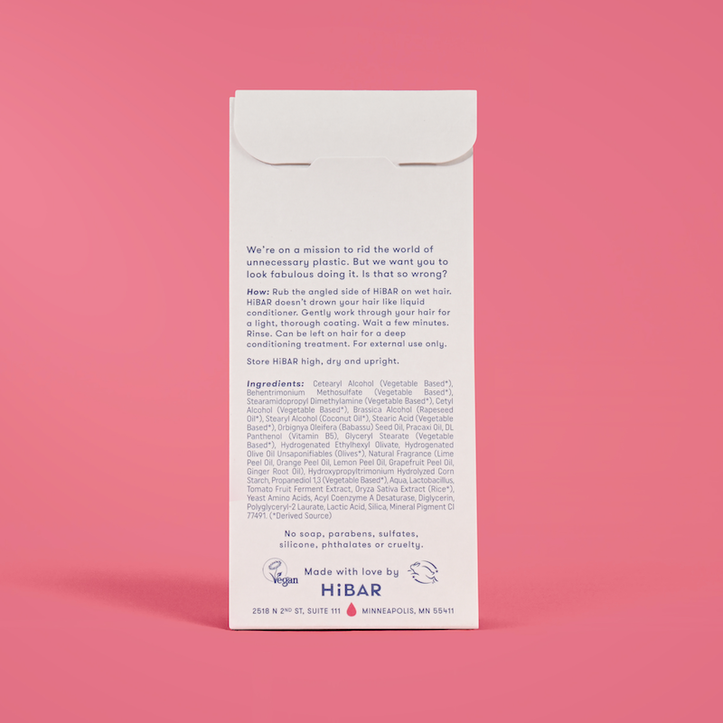 Photo of the back of the packaging of the shampoo bar and conditioner bar set.