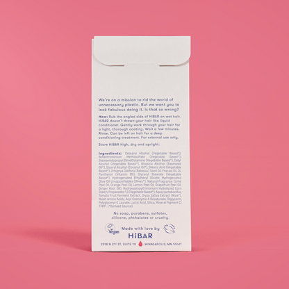 Photo of the back of the packaging of the shampoo bar and conditioner bar set.