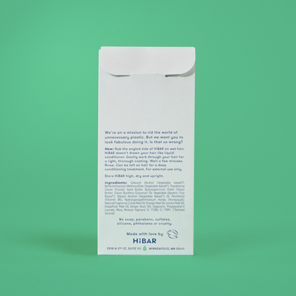 Photo of the back of the packaging of the conditioner bar.