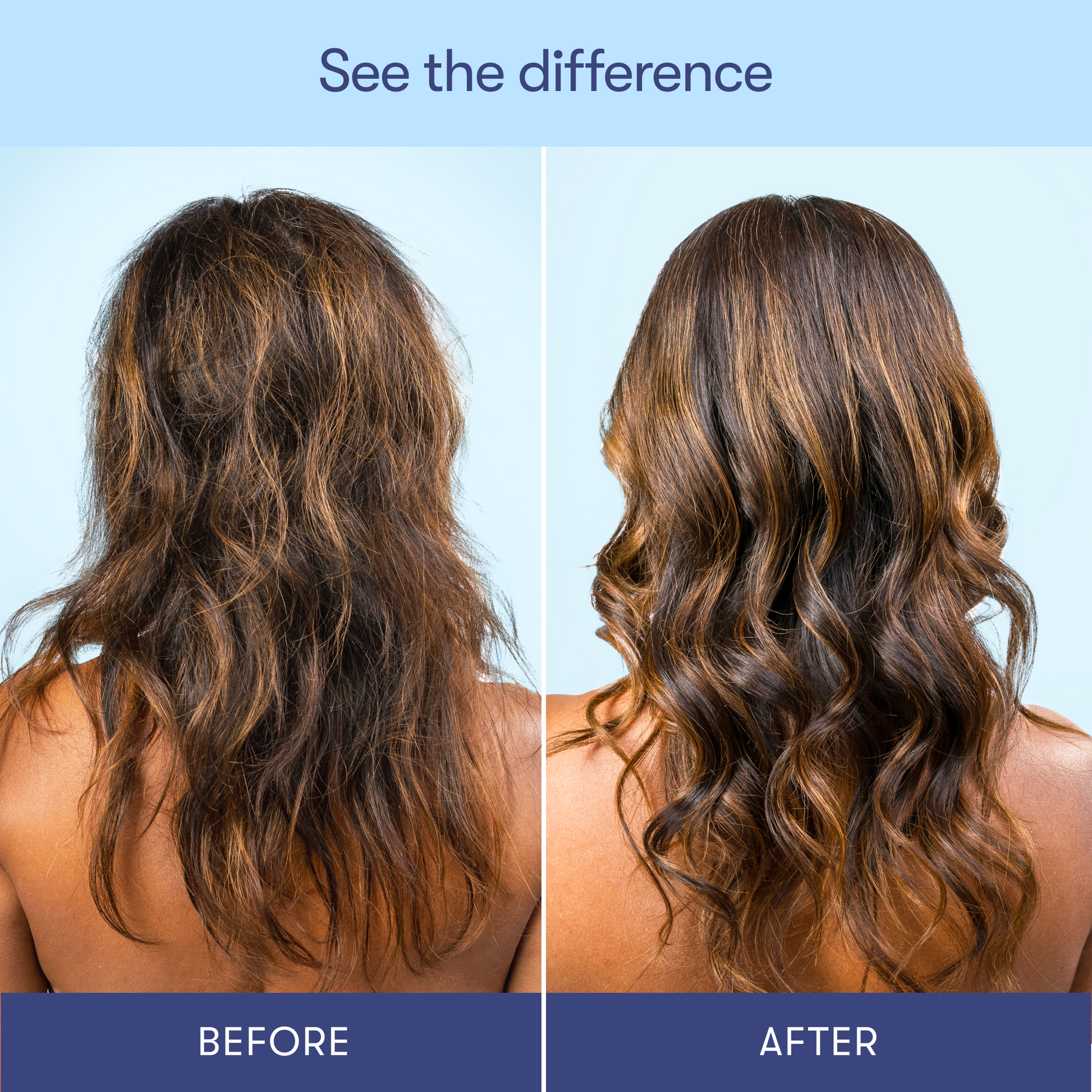 Shows hair before and after using HiBAR so you can see the difference shampoo bars and conditioner bars make.