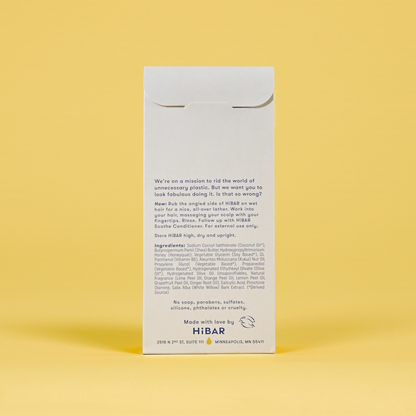 Photo of the back of the packaging of the conditioner bar.