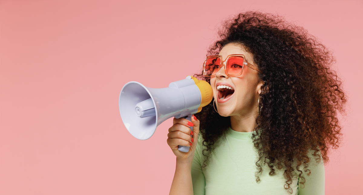 Woman on a megaphone.