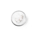 sodium methyl cocoyl taurate in a glass dish. It is a white solid.
